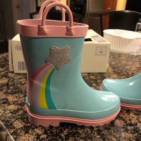 Lily & Dan Girls rainbow boots, size 7/8 - Picture 2 of 5